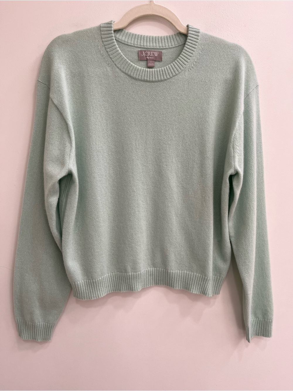 J Crew Perfect cashmere crewneck sweater mint green lightweight CN259 size small